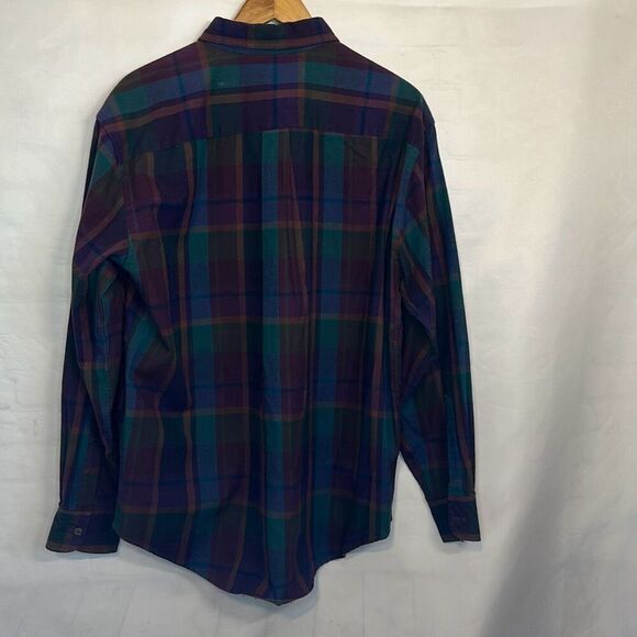 L.L. Bean Mens Purple Blue Brown Flannel size L Style # G033 - Picture 3 of 5